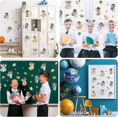 60Pcs Astronaut Cutouts Outer Space Bulletin Board Decoration Astronaut Space Theme DIY Photo Craft Cutouts Planet Rocket Cut Outs for Back to School Party Home School Classroom Chalkboard Wall Decor in Saudi Arabia