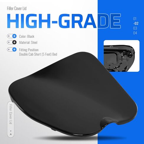 Gas Cap Cover Compatible with 2005-2015 Toyota Tacoma Double Cab Short 5FT Bed Fuel Filler Door Cover Fuel Gas Tank Door Cap Replacement for 7730504904 Steel Unfinished Black in Kuwait