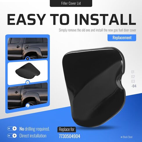 Gas Cap Cover Compatible with 2005-2015 Toyota Tacoma Double Cab Short 5FT Bed Fuel Filler Door Cover Fuel Gas Tank Door Cap Replacement for 7730504904 Steel Unfinished Black in Kuwait