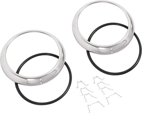HECASA Headlight Bezel Trim Ring Compatible with 1947-1954 Chevrolet Pickup Truck Head Front Light Lamp 2PCS Stainless Steel O Ring w/Clip Kit Left and Right in Kuwait