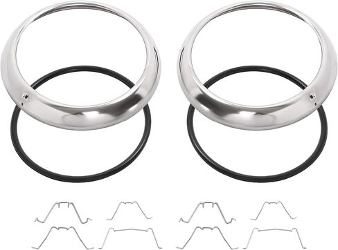 HECASA Headlight Bezel Trim Ring Compatible with 1947-1954 Chevrolet Pickup Truck Head Front Light Lamp 2PCS Stainless Steel O Ring w/Clip Kit Left and Right in Kuwait
