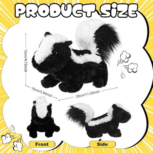 Civaner Farting Skunk Plush Stuffed Animal, 11'' Realistic Black White Skunk Toy with Funny Fart Sound Interactive Prank Plush for April Fools Day Christmas Birthday Funny Gift, Home Office Desk Decor in Saudi Arabia
