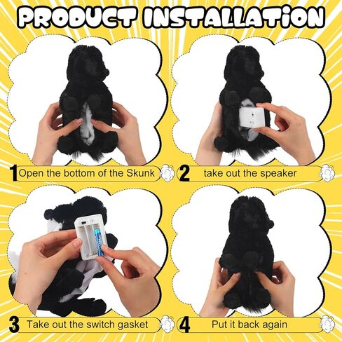 Civaner Farting Skunk Plush Stuffed Animal, 11'' Realistic Black White Skunk Toy with Funny Fart Sound Interactive Prank Plush for April Fools Day Christmas Birthday Funny Gift, Home Office Desk Decor in Saudi Arabia