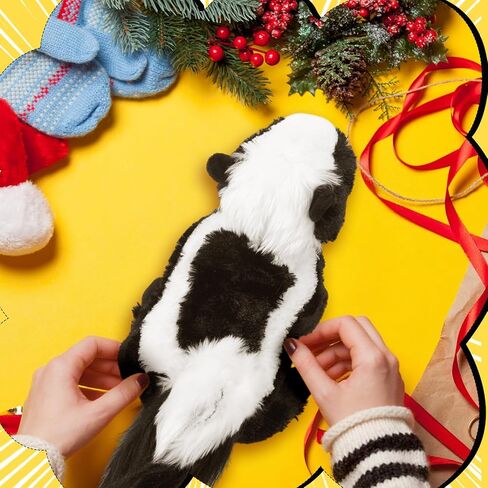 Civaner Farting Skunk Plush Stuffed Animal, 11'' Realistic Black White Skunk Toy with Funny Fart Sound Interactive Prank Plush for April Fools Day Christmas Birthday Funny Gift, Home Office Desk Decor in Saudi Arabia