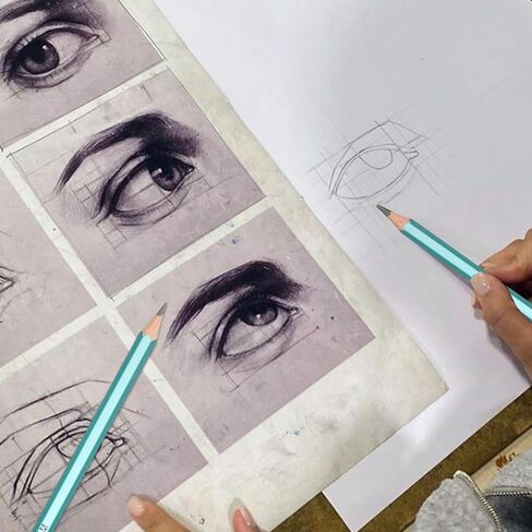 أقلام رسم 12B من باتيكل للرسم، مجموعة من 6 أقلام رسم جرافيت سداسية، لوازم رسم فنية احترافية لرسم التظليل وكتابة الفنانين المبتدئين، أسود in Kuwait