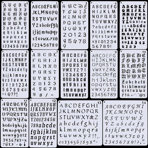 OIIKI 14pcs 1/2 Inch Letter Stencils for Painting, Small Reusable Letter Journal Stencils for Painting, Alphabet Aids for Journaling Scrapbook Canvas Wood Wall Rock- Black in Saudi Arabia