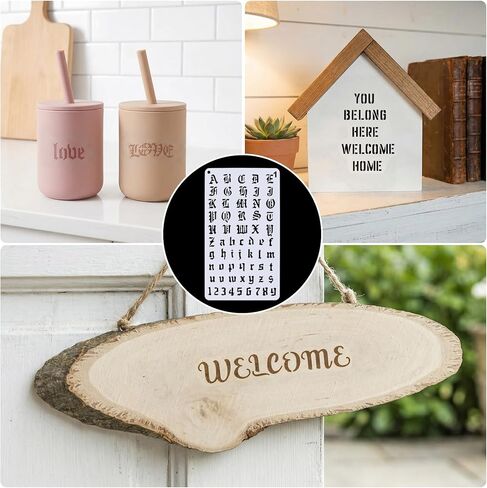 OIIKI 14pcs 1/2 Inch Letter Stencils for Painting, Small Reusable Letter Journal Stencils for Painting, Alphabet Aids for Journaling Scrapbook Canvas Wood Wall Rock- Black in Saudi Arabia