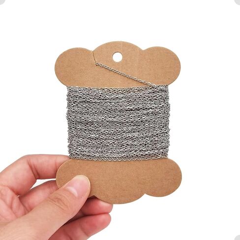 INSPIRELLE 30 Foot Stainless Steel Flat Cable Chains 1.5mm Tarnish Resistant Chain for Bracelet Necklace Jewelry Making in Kuwait