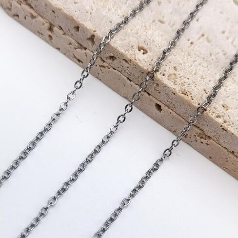 INSPIRELLE 30 Foot Stainless Steel Flat Cable Chains 1.5mm Tarnish Resistant Chain for Bracelet Necklace Jewelry Making in Kuwait