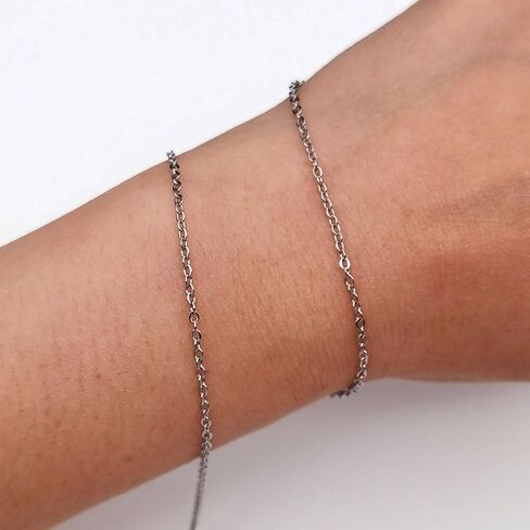 INSPIRELLE 30 Foot Stainless Steel Flat Cable Chains 1.5mm Tarnish Resistant Chain for Bracelet Necklace Jewelry Making in Kuwait
