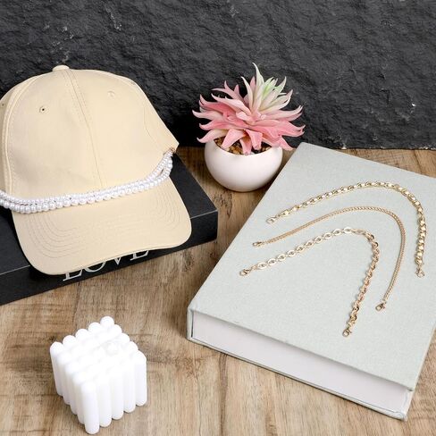 5 PCS Trucker Hat Chains, Gold Hat Charms Bill Decoration for Women Man, Pearl Metal Hat Chains for Women Trucker Hat, Stylish Hats Accessories for DIY Mesh Baseball Cap Netback Cap in Kuwait