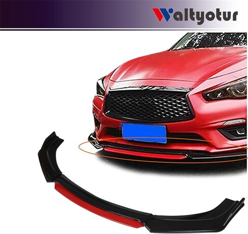 Waltyotur Universal Car Front Bumper Lip Red 2 Layer Lip Matte Spoiler Splitter Protector in Kuwait