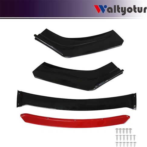 Waltyotur Universal Car Front Bumper Lip Red 2 Layer Lip Matte Spoiler Splitter Protector in Kuwait