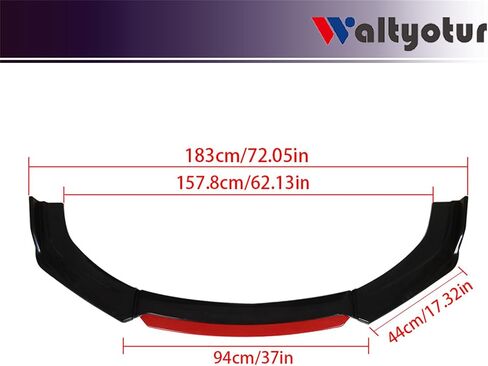 Waltyotur Universal Car Front Bumper Lip Red 2 Layer Lip Matte Spoiler Splitter Protector in Kuwait