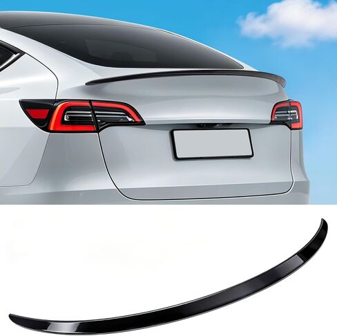 جناح خلفي Xprite متوافق مع طراز Tesla 3 Highland 2024-2026، جناح شفة صندوق ABS، تصميم رياضي مناسب OEM مع تصميم ديناميكي هوائي، مظهر خلفي معزز (أسود غير لامع) in Kuwait