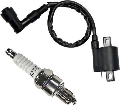 قطعتان من ملف الإشعال لسباق الدراجات النارية، ملف الإشعال مع قابس الإشعال A7TC، لـ CG 50cc 90cc 110cc 125cc 150cc 200cc 250cc محرك عمودي ATV Dirt Bike Go Kart Motorcycle (أسود) in Kuwait