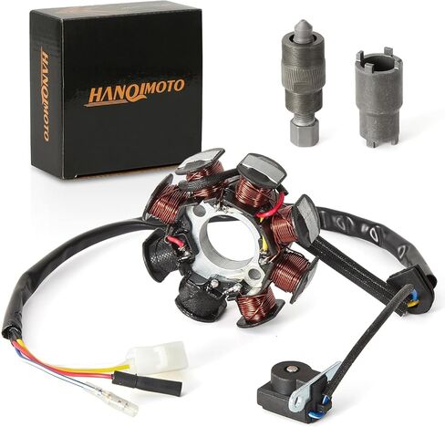 8 Coil Magneto Stator with Flywheel Puller Clutch Lock Tool Kit for GY6 50cc Engine 139QMB 139QMA Scooter Moped ATV Go-Kart in Kuwait