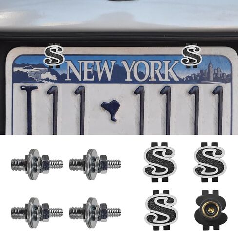 4PCS US Dollar Car License Plate Screws, Stainless Steels Anti-Theft Automotive License Plate Frame Bolts Fastener, Funny Vehicle Exterior Decoration Accessories for SUV, Truck (Pink) in Saudi Arabia
