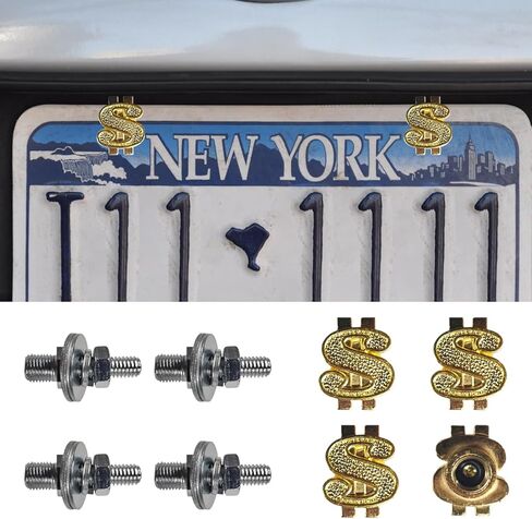 4PCS US Dollar Car License Plate Screws, Stainless Steels Anti-Theft Automotive License Plate Frame Bolts Fastener, Funny Vehicle Exterior Decoration Accessories for SUV, Truck (Pink) in Saudi Arabia