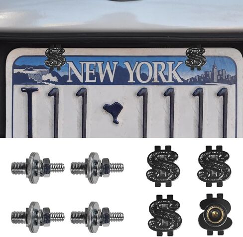 4PCS US Dollar Car License Plate Screws, Stainless Steels Anti-Theft Automotive License Plate Frame Bolts Fastener, Funny Vehicle Exterior Decoration Accessories for SUV, Truck (Pink) in Saudi Arabia