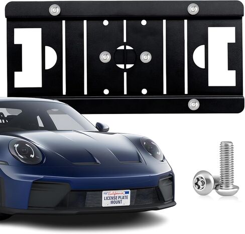 No Drill License Plate Holder Compatible with Porsche 911/718 Cayman/ 718 Boxster/Panamera/Cayenne/Macan/Taycan, Front Grille License Plate Mount with Anti-Theft Screws, Easy Install in Kuwait