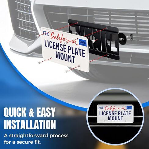 No Drill License Plate Holder Compatible with Porsche 911/718 Cayman/ 718 Boxster/Panamera/Cayenne/Macan/Taycan, Front Grille License Plate Mount with Anti-Theft Screws, Easy Install in Kuwait