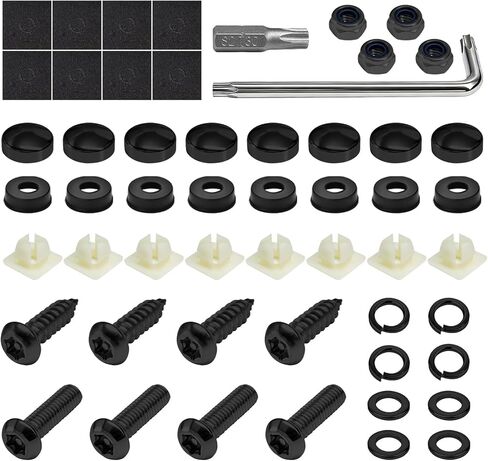 Anti Theft License Plate Screws Kits, Tamper-Proof Stainless Steel Vehicle License Plate Security Fastener Kit, Rustproof Mounting Hardware for Front Rear Car Tag Frames (Black) in Saudi Arabia
