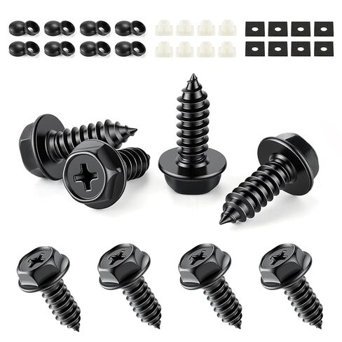 Rustproof Black Zinc Plated Stainless Steel Self-Tapping License Plate Screws 8 Sets for Securing Frames and Covers on Cars and Trucks (Cross-Black, 8PCS) in Saudi Arabia
