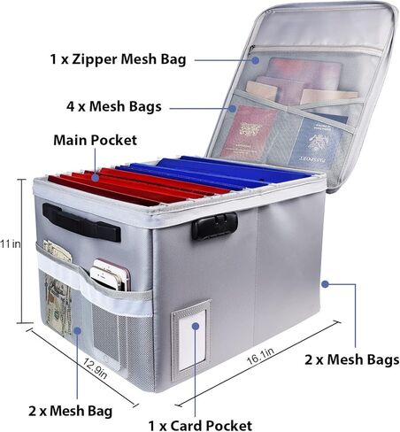 Fireproof Document Box, Fireproof Organizer Safe Box with Lock, Portable Office Storage Cabinet for Hanging Letter/Legal Size Folder/Certificate in Saudi Arabia