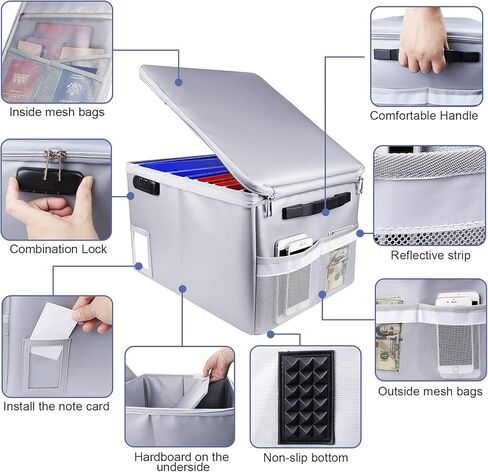 Fireproof Document Box, Fireproof Organizer Safe Box with Lock, Portable Office Storage Cabinet for Hanging Letter/Legal Size Folder/Certificate in Saudi Arabia