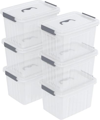 12 Quart Clear Plastic Storage Bin with Latching Lid, Stackable Box with Handle, 6 Packs in Saudi Arabia