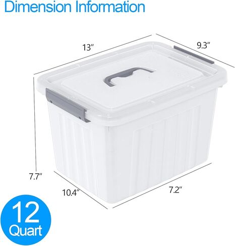12 Quart Clear Plastic Storage Bin with Latching Lid, Stackable Box with Handle, 6 Packs in Saudi Arabia