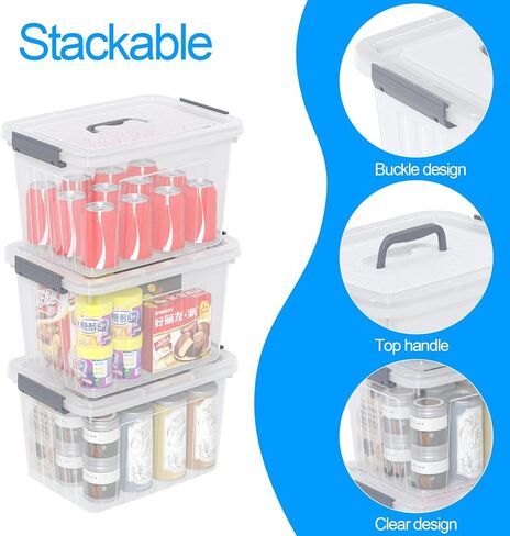 12 Quart Clear Plastic Storage Bin with Latching Lid, Stackable Box with Handle, 6 Packs in Saudi Arabia