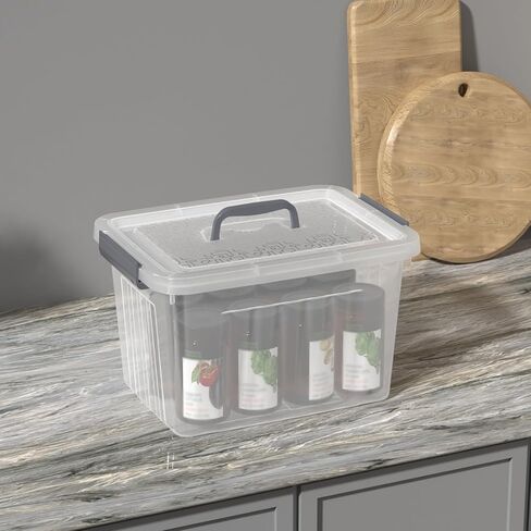 12 Quart Clear Plastic Storage Bin with Latching Lid, Stackable Box with Handle, 6 Packs in Saudi Arabia