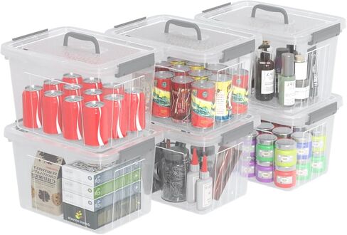 12 Quart Clear Plastic Storage Bin with Latching Lid, Stackable Box with Handle, 6 Packs in Saudi Arabia
