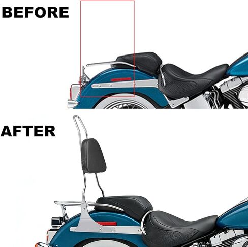 وسادة وسادة مسند الظهر الطويلة لراكبي الدراجات النارية من أجل Harley Davidson Heritage Softail Custom FXSTC Classic FLSTC Springer FLSTS Fat Boy EFI FLSTF (كروم) in Kuwait