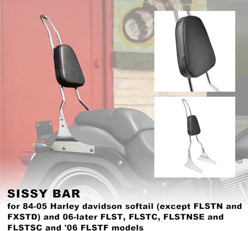 وسادة وسادة مسند الظهر الطويلة لراكبي الدراجات النارية من أجل Harley Davidson Heritage Softail Custom FXSTC Classic FLSTC Springer FLSTS Fat Boy EFI FLSTF (كروم) in Kuwait