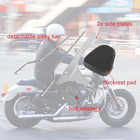 وسادة وسادة مسند الظهر الطويلة لراكبي الدراجات النارية من أجل Harley Davidson Heritage Softail Custom FXSTC Classic FLSTC Springer FLSTS Fat Boy EFI FLSTF (كروم) in Kuwait