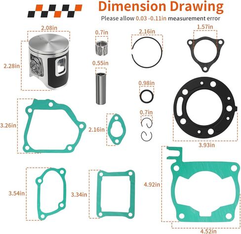 Top End Rubuild Kit 54mm Size B Piston For Honda CR125R 1992-1999 13110-KZ4-505 in Kuwait