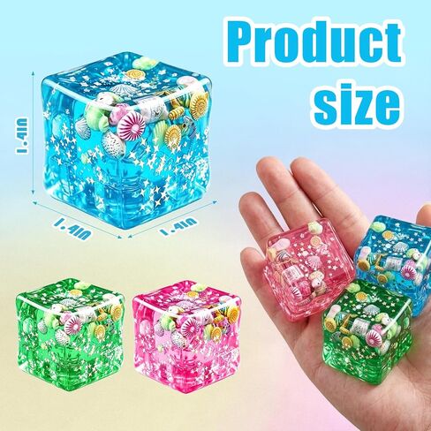 3PCS Ice Cube Squishy, Soft Sensory Fidget Stress Relief Set, Slow Rise Squeeze Cube, Anxiety Relief Squeeze Fidget for Office Desk, Calming Gadget for Anxiety ADHD in Saudi Arabia
