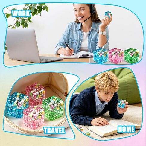 3PCS Ice Cube Squishy, Soft Sensory Fidget Stress Relief Set, Slow Rise Squeeze Cube, Anxiety Relief Squeeze Fidget for Office Desk, Calming Gadget for Anxiety ADHD in Saudi Arabia