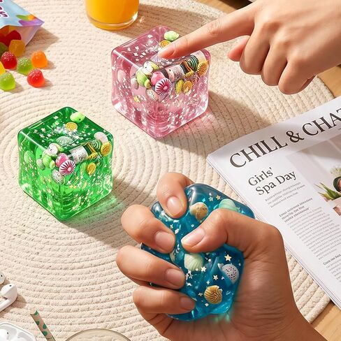 3PCS Ice Cube Squishy, Soft Sensory Fidget Stress Relief Set, Slow Rise Squeeze Cube, Anxiety Relief Squeeze Fidget for Office Desk, Calming Gadget for Anxiety ADHD in Saudi Arabia