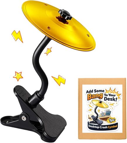 Desk Cymbal Desk Toy with Clamp, 2 Pack Mini Desktop Drum Cymbal for Office Desk, Funny Desk Gadget, Drummer & Music Lover Gift – Gold & Silver in Saudi Arabia