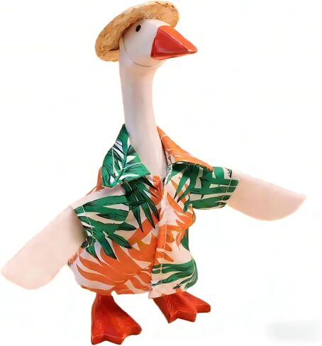 7-Inch Desk Goose Outfit - Palm Print Shirt Hawaiian Style Desk Goose Costumes, Summer Vacation Clothes for Magnetic Desktop Goose Statue, Home Office Table Decor Holiday Party Photo Prop Accessories in Saudi Arabia
