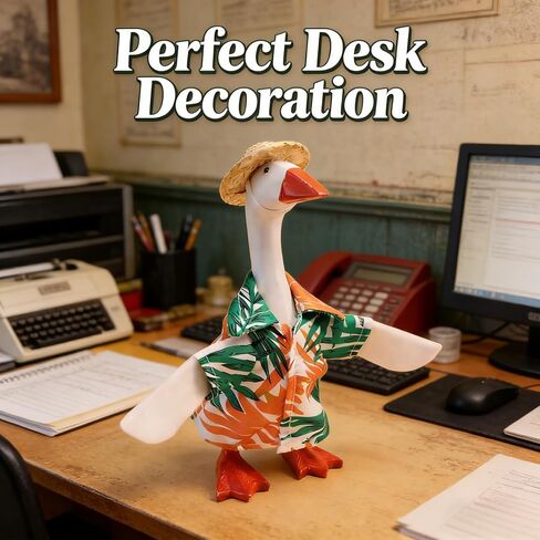7-Inch Desk Goose Outfit - Palm Print Shirt Hawaiian Style Desk Goose Costumes, Summer Vacation Clothes for Magnetic Desktop Goose Statue, Home Office Table Decor Holiday Party Photo Prop Accessories in Saudi Arabia