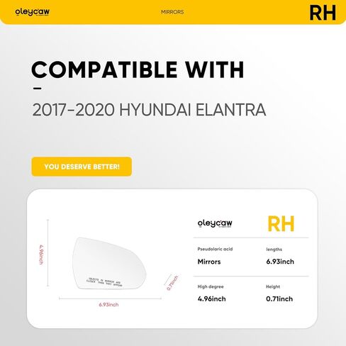 متوافق مع المرآة الجانبية للركاب Hyundai Elantra، 2017 2018 2019 2020، المرايا الجانبية اليمنى مع لوحة خلفية، ساخنة، 87621F2050 in Kuwait