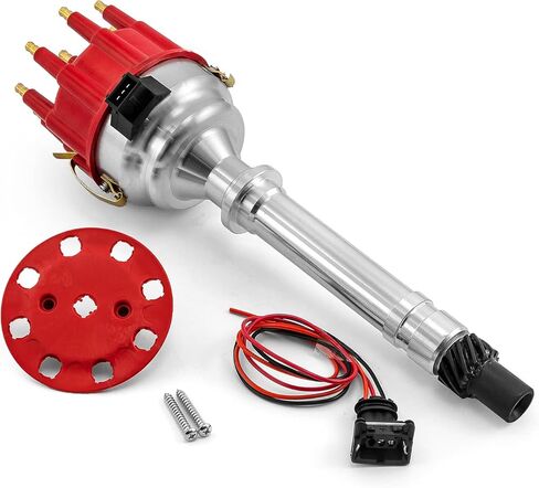 Speedmaster PCE376.1218.01 Compatible with Chevy SBC 350 BBC 454 8020 Series Pro Billet Ready to Run Distributor [Red] in Kuwait