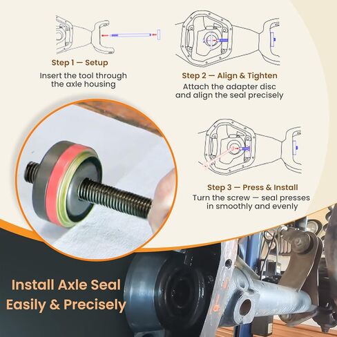 أداة تثبيت ختم المحور الأيمن Camoo 5041A لـ Dana 44 Dana 60 المحاور الأمامية، لكرايسلر دودج جيب رام قطع أدوات تثبيت ختم المحور (قضيب 18.5 بوصة، محول أختام 2.16 بوصة) in Kuwait