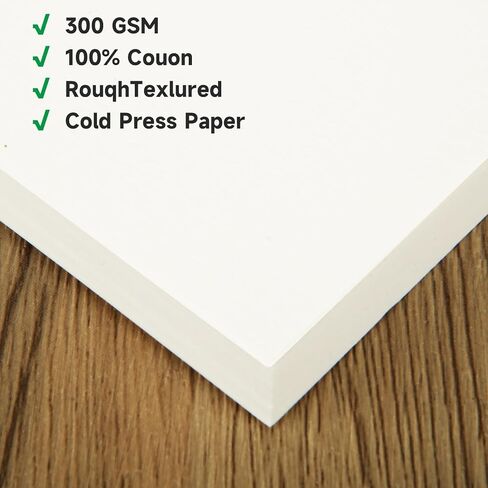 FVIEXE 300 Sheets 5x7 Watercolor Paper, 140lb/300gsm Cold Press Water Color Paper Bulk Textured Cotton Drawing Paper, Art Supplies for Artist, Watercolors, Acrylic Painting in Kuwait