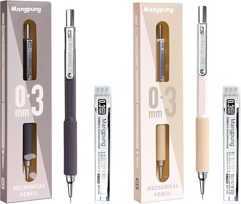 2 Pack 0.3 mm Metal Mechanical Pencils Set,Lead Drafting Pencil with 2 Tube Lead Refills for Art Writing, Sketching Drawing in Saudi Arabia